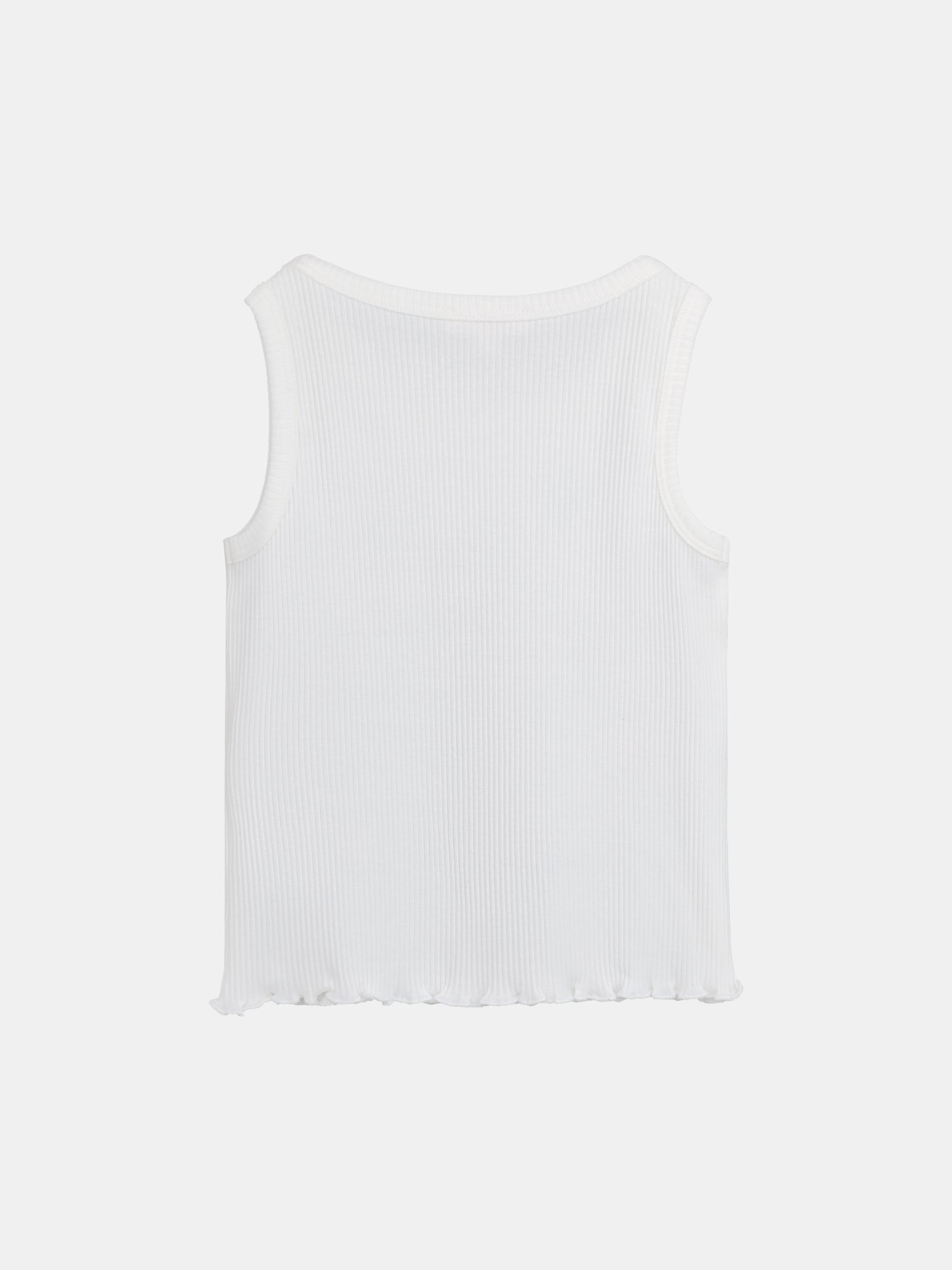 Débardeur écru en côte à broderies palmiers pour fille