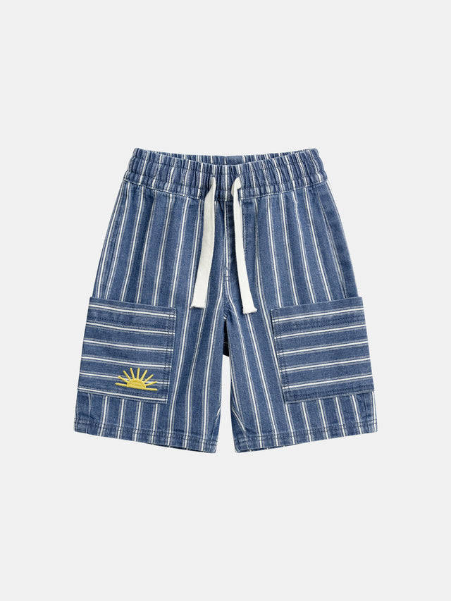 Bermuda bleu rayé à poches pour garçon