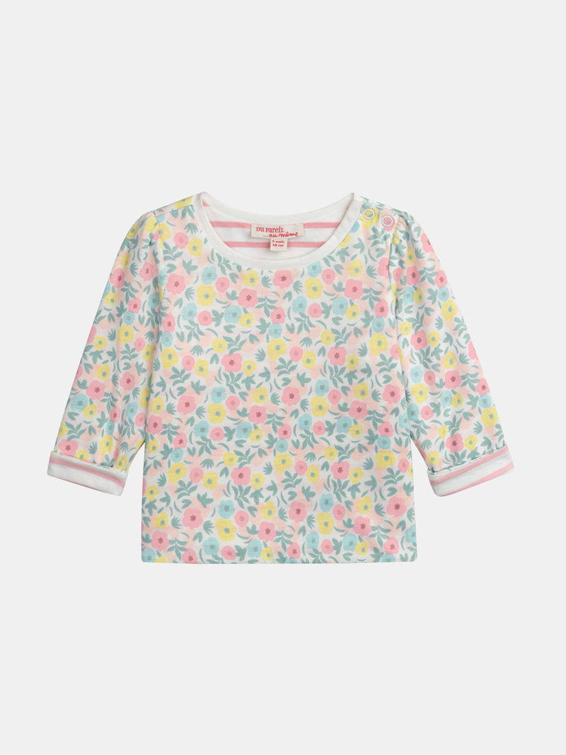 T-shirt réversible motif fleurs pastel pour bébé fille
