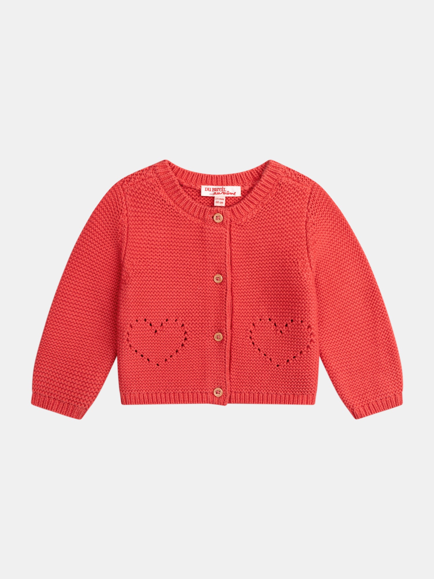 Cardigan en tricot pastèque avec poches cœur pour bébé fille