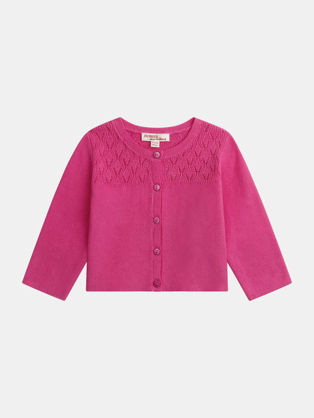 Cardigan en maille fantaisie rose passion pour bébé fille