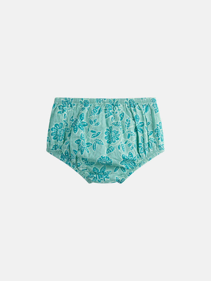 Robe vert d'eau à imprimé floral intégral pour bébé fille