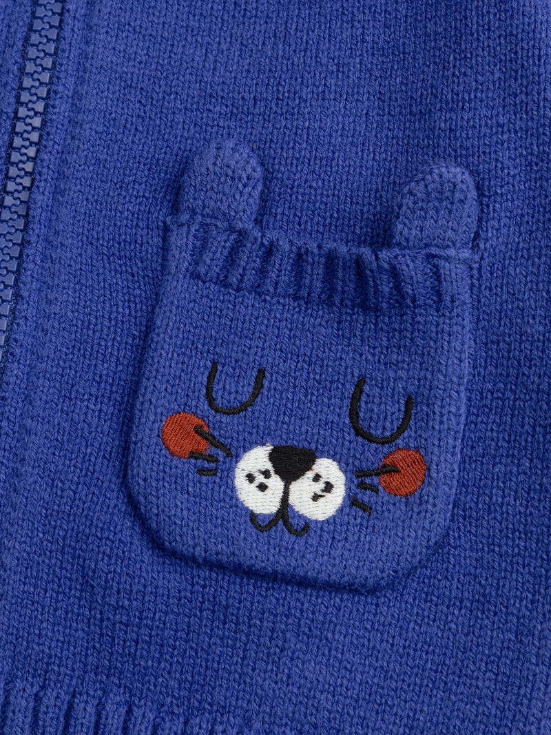 Gilet en maille bleu tigre pour bébé garçon