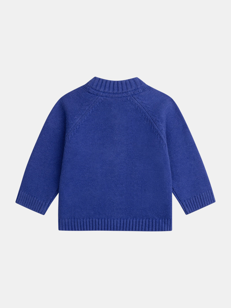 Gilet en maille bleu tigre pour bébé garçon
