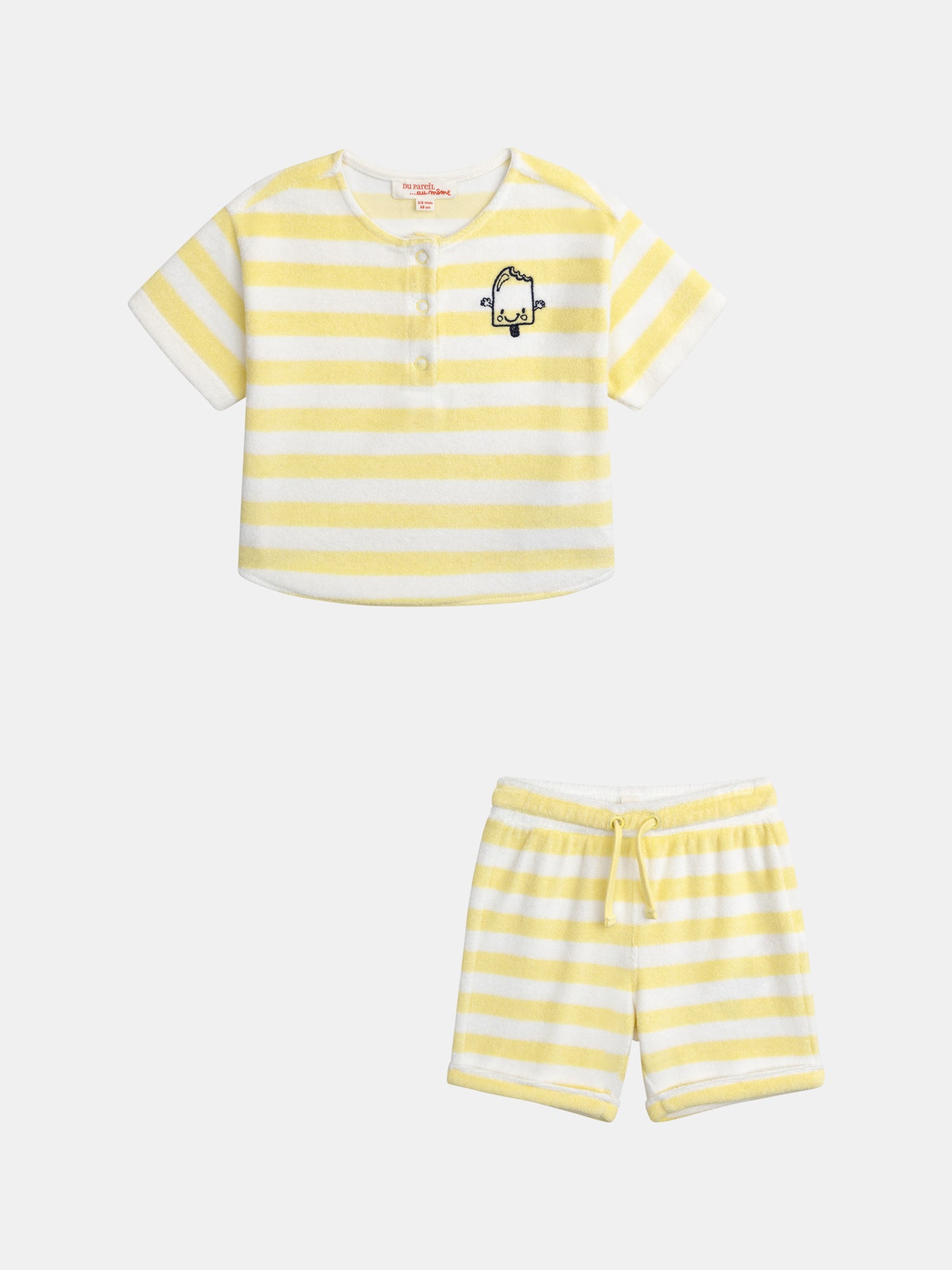 Ensemble t-shirt et short rayé Jaune paille pour bébé garçon