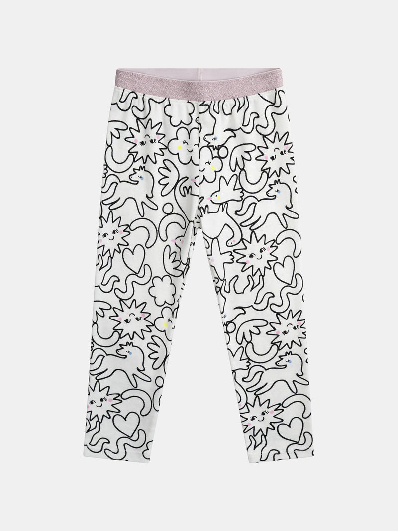 Pyjama écru long avec imprimé intégral "DREAM" pour enfant fille