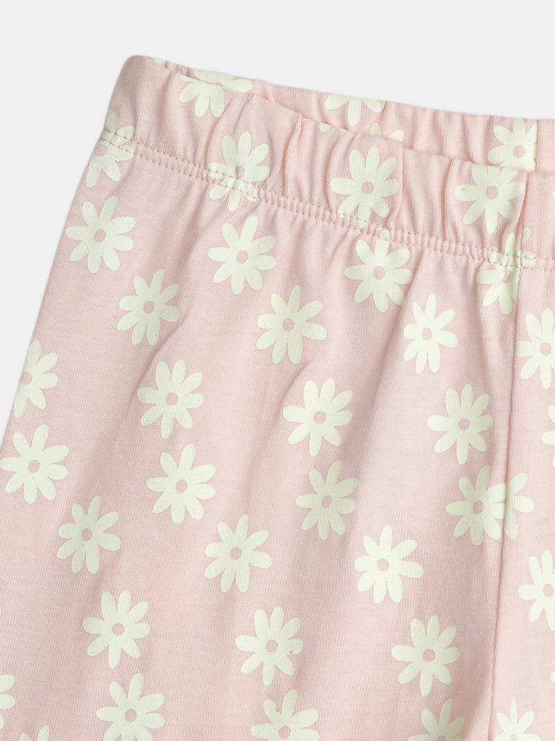 Pyjama long phosphorescent  rose poudré à motif licorne pour enfant fille