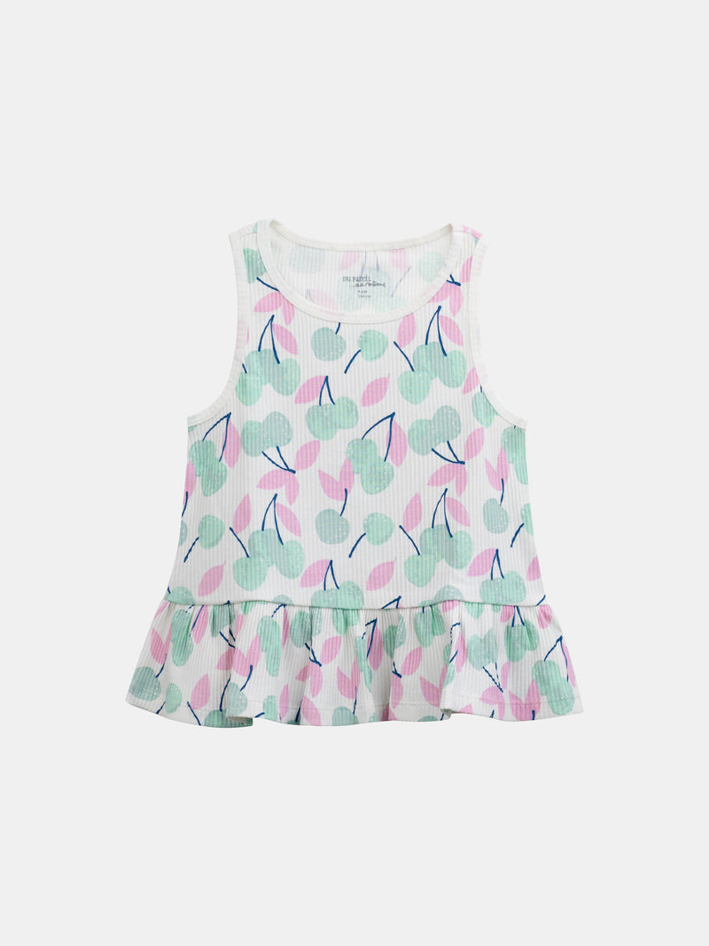 Pyjama court débardeur à imprimé "Cerises Pastel" pour enfant fille