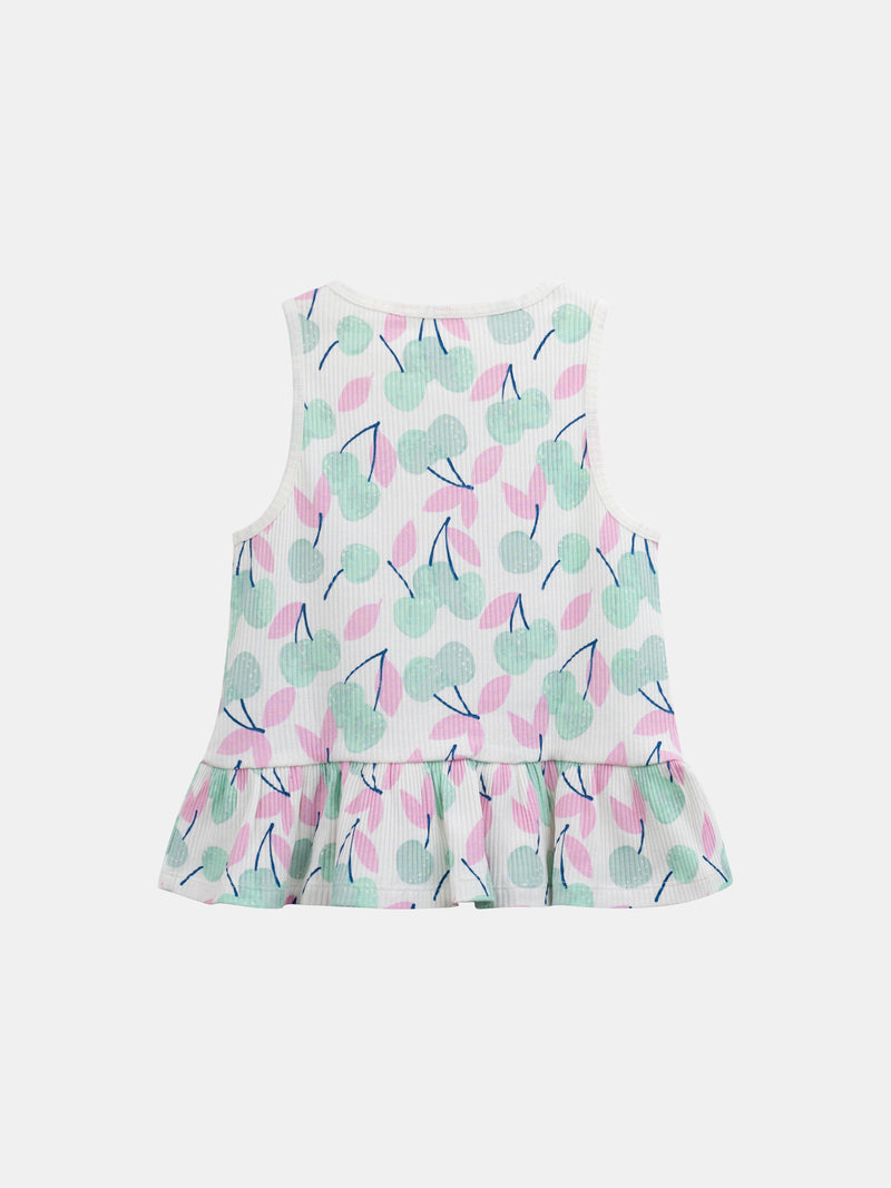 Pyjama court débardeur à imprimé "Cerises Pastel" pour enfant fille