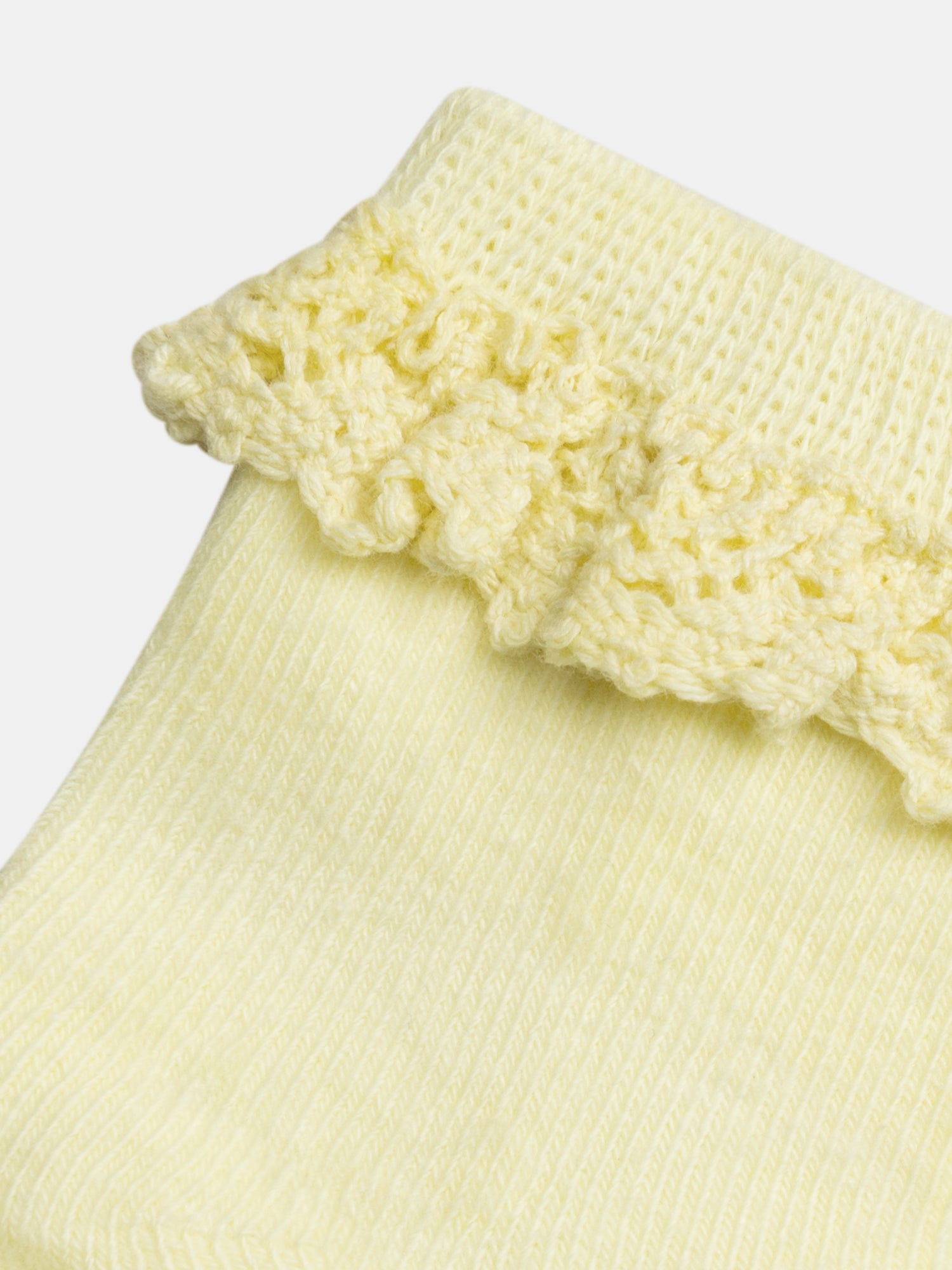 Chaussettes jaunes à dentelle pour bébé fille