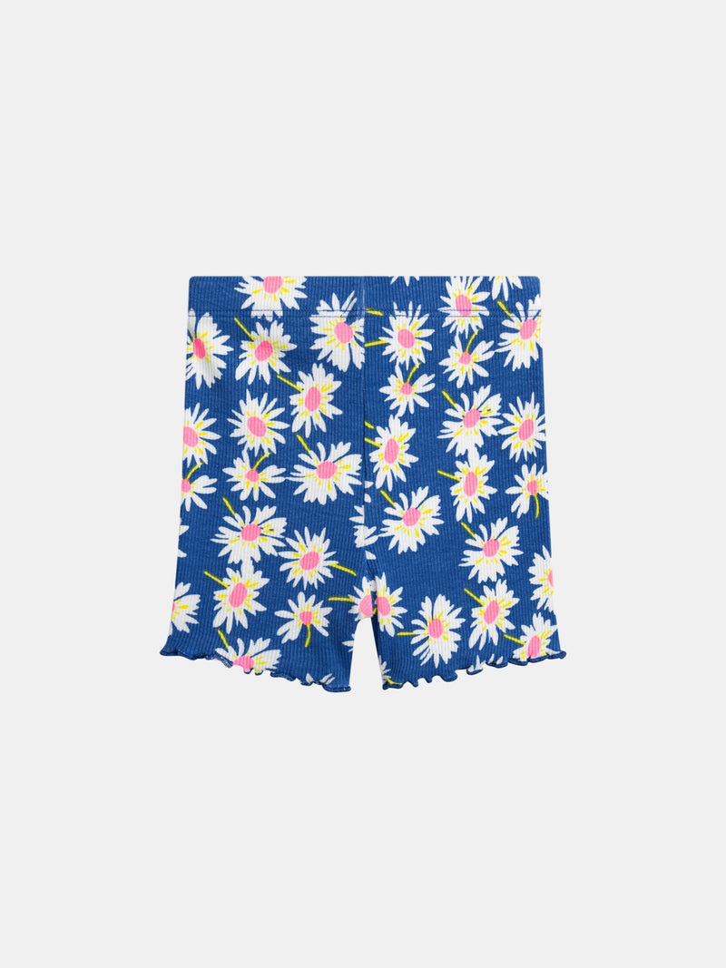 Cycliste bleu à fleurs pour bébé fille