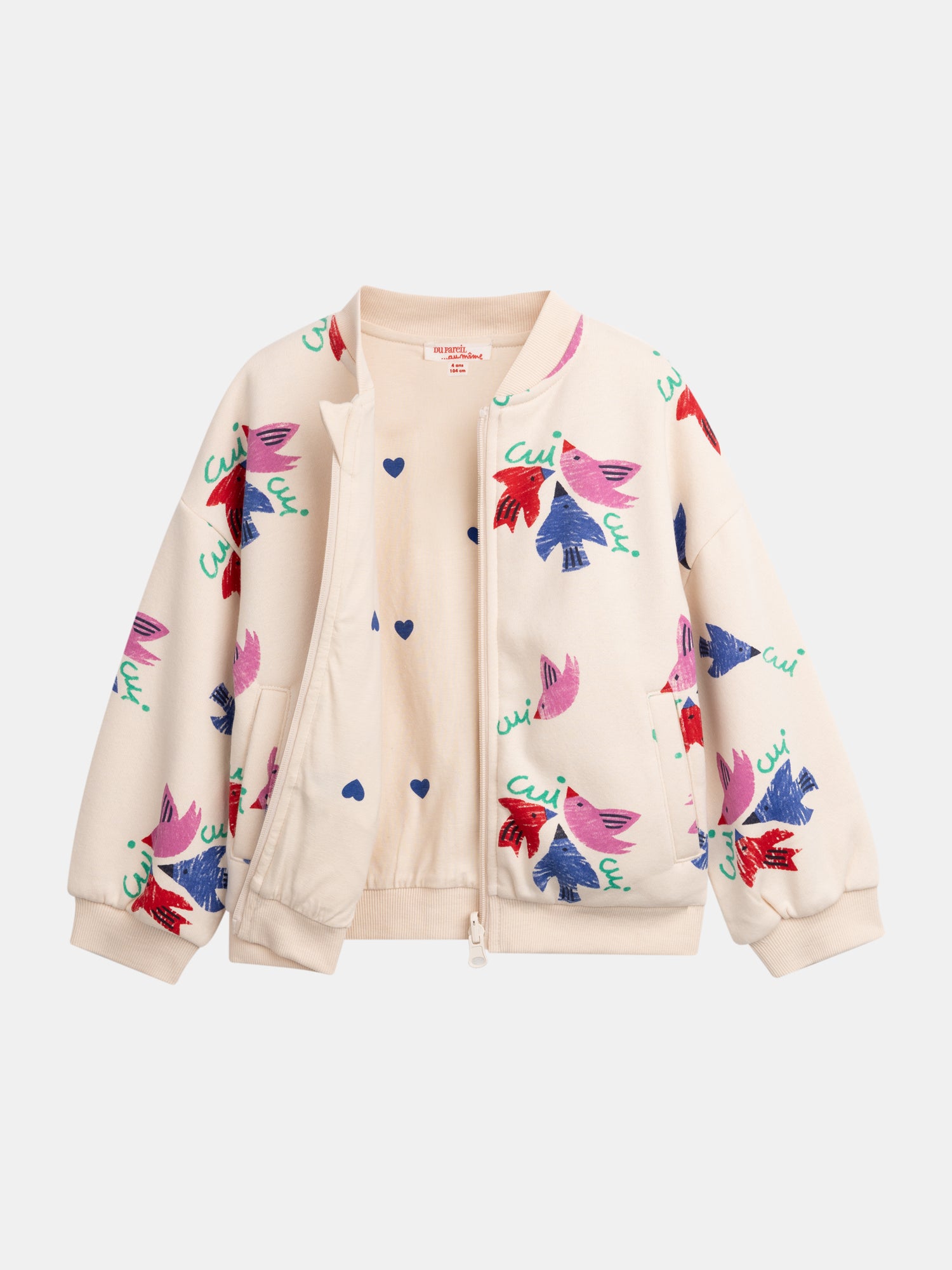 Cardigan réversible rose imprimé oiseaux pour fille