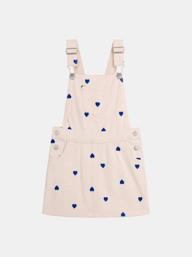 Robe rose à broderies coeur pour fille