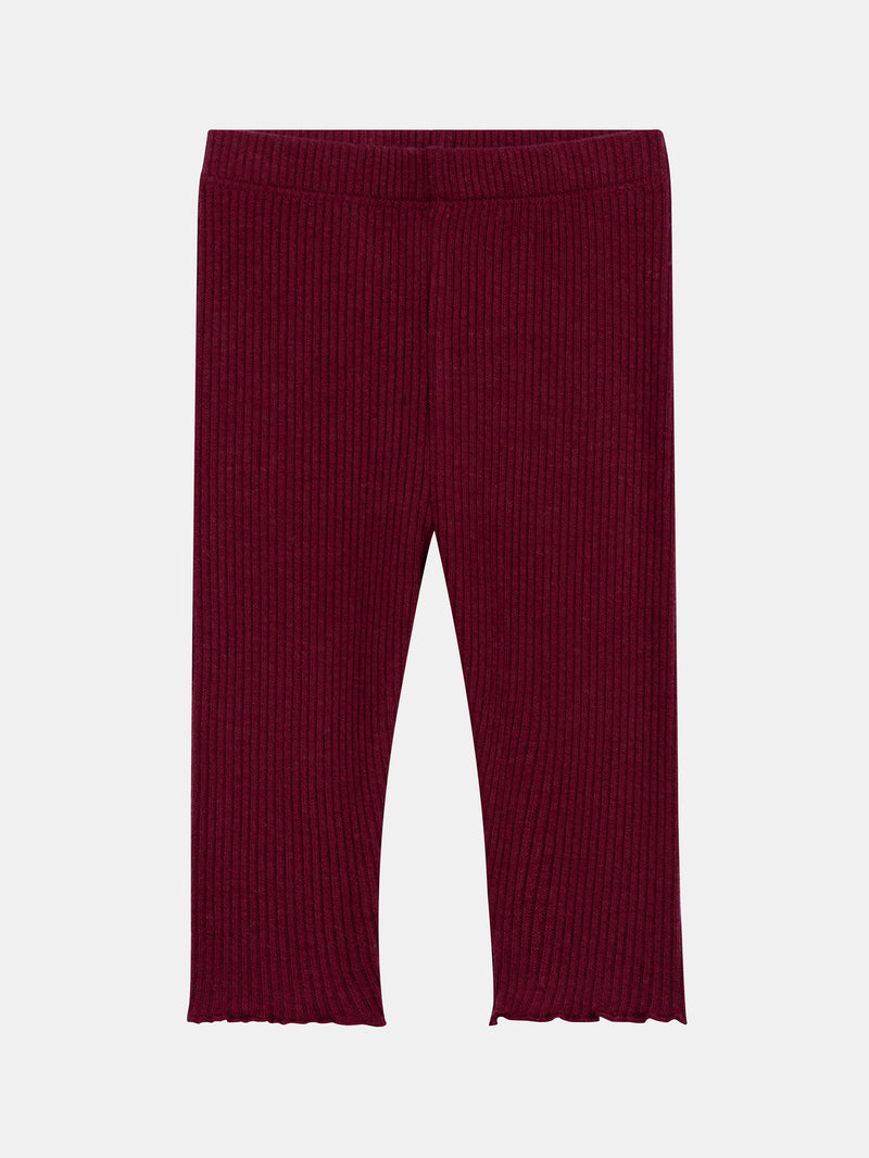 Ensemble sweat rose craie "Skater Cat" et legging côtelé prune pour bébé fille