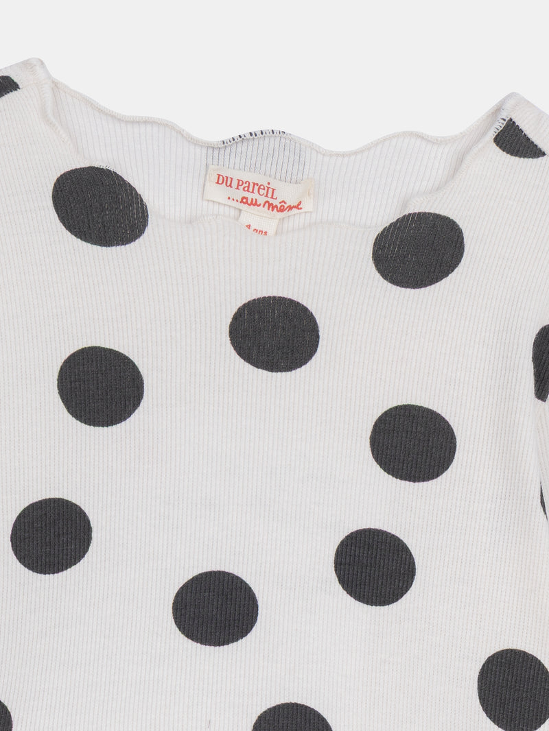 Robe bi-matières imprimé pois