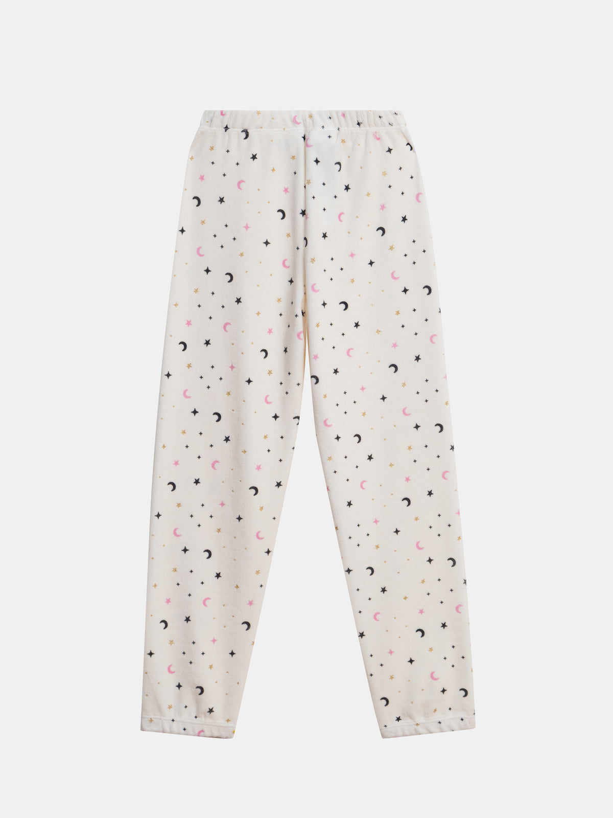 Pyjama 2 pièces écru en velours à motifs fantômes phosphorescents pour enfant fille