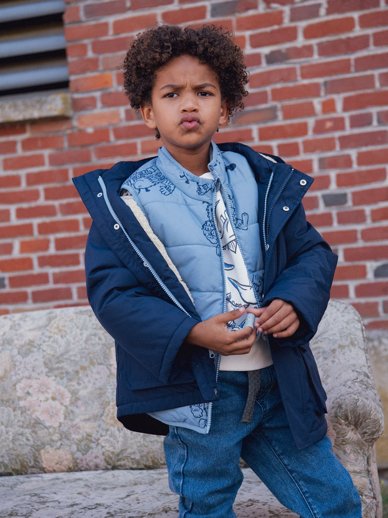 Parka 3en1 parka et doudoune bleues pour garçon
