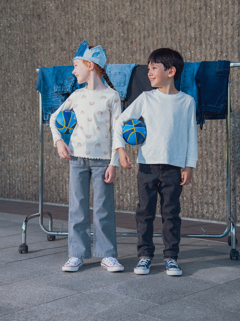 Jean en denim gris a poches pour fille
