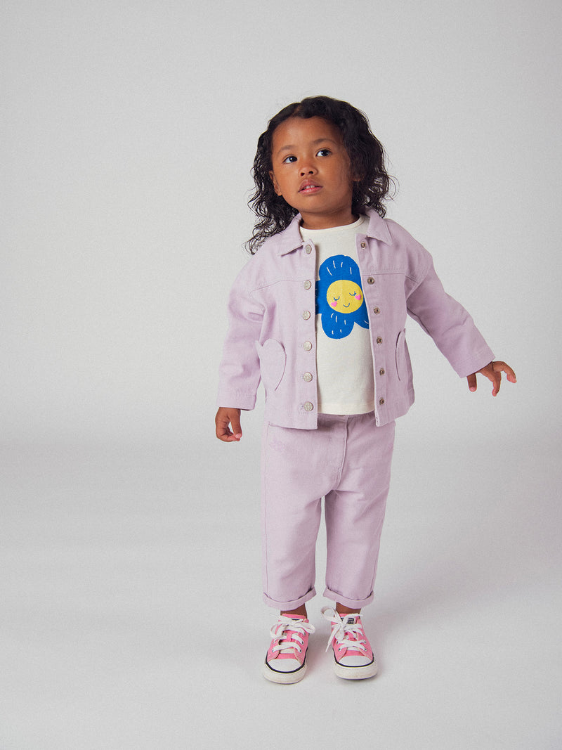 Pantalon rose parme en twill pour bébé fille