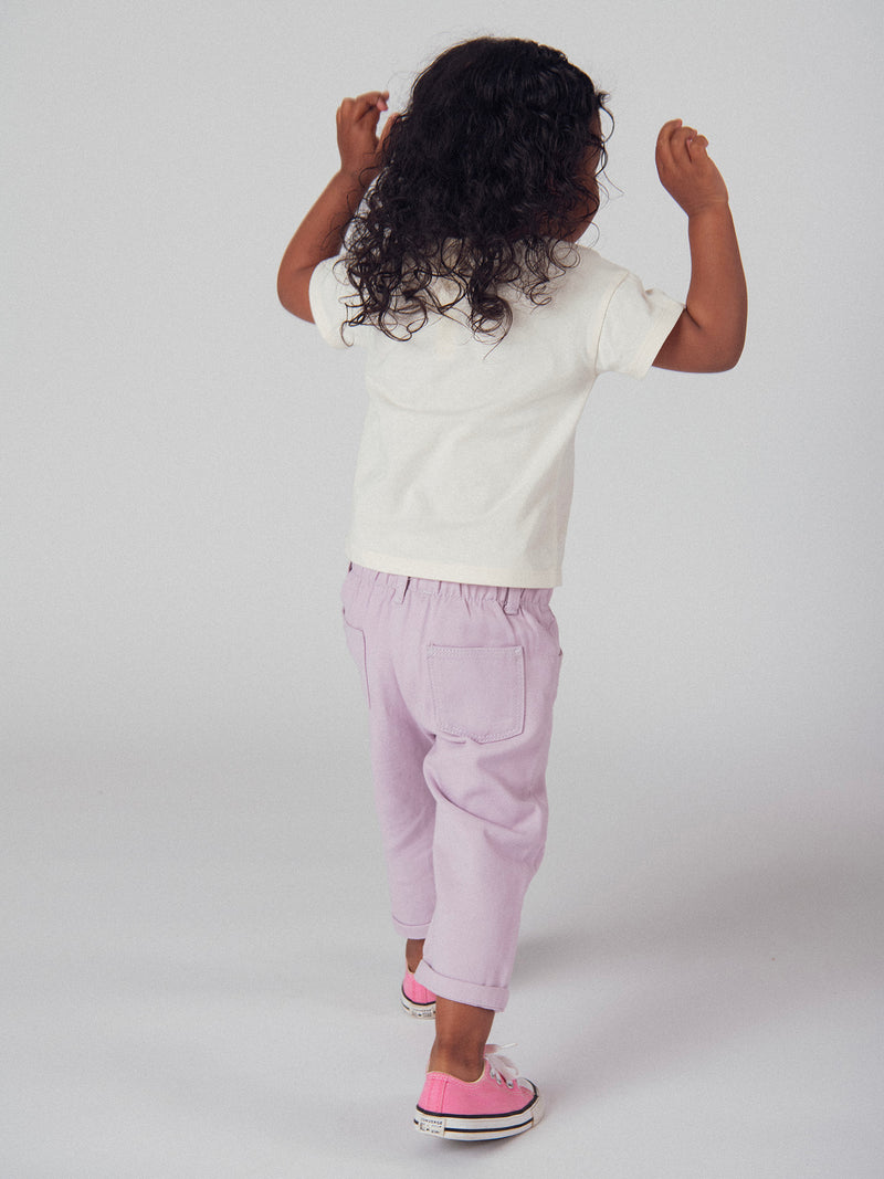 Pantalon rose parme en twill pour bébé fille