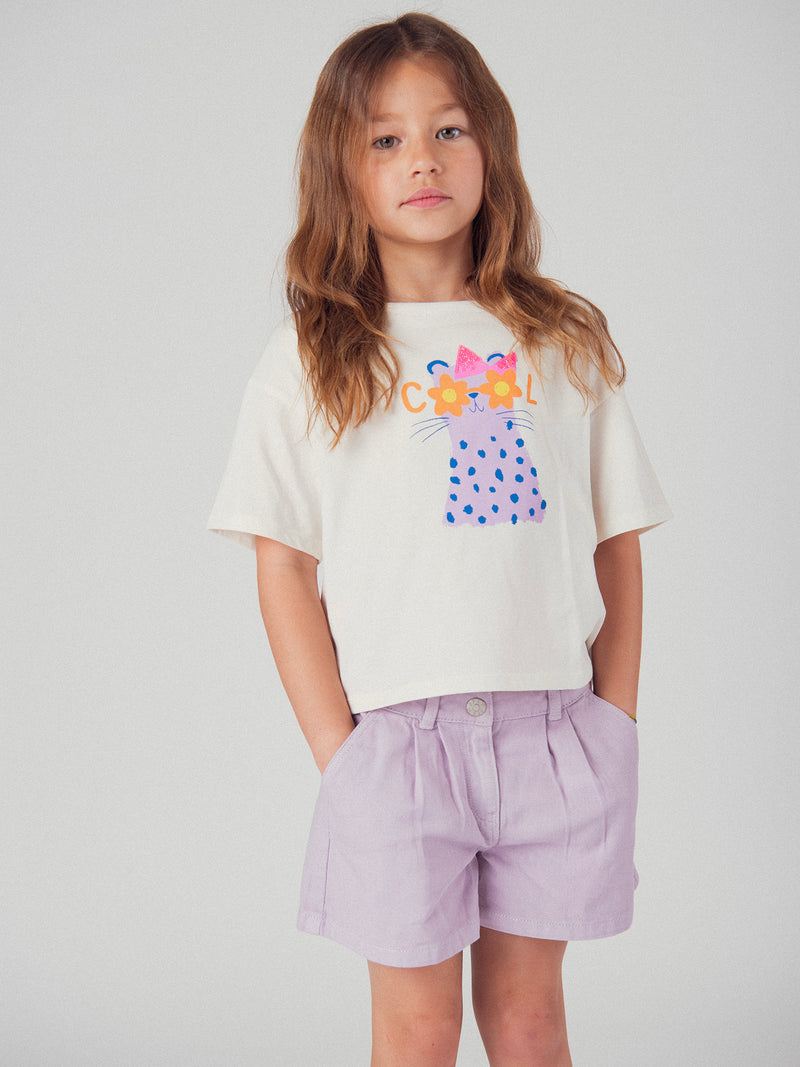 Short violet à poches pour fille