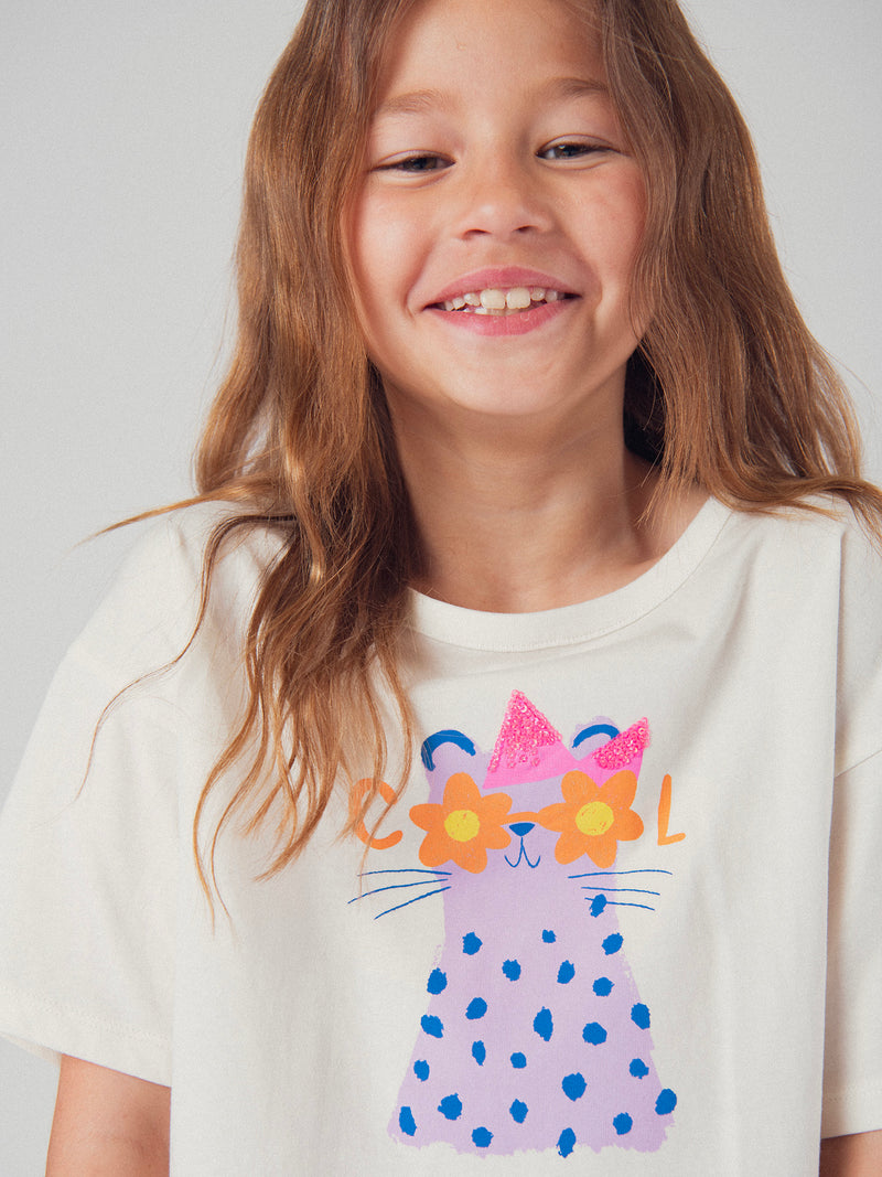 T-shirt écru à animation animale pour fille