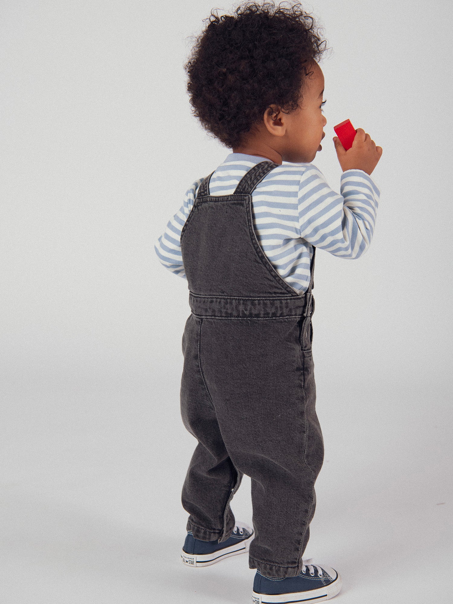 Salopette en jean gris  "Dinosaure" pour bébé garçon