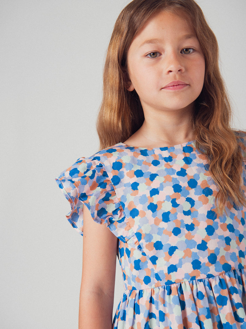 Robe imprimé a pois manches courtes pour fille
