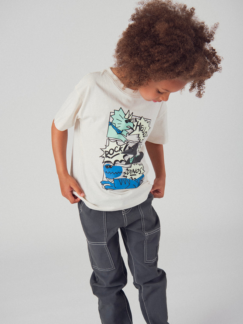 T-shirt phosphorescent animation BD dinosaures pour garçon