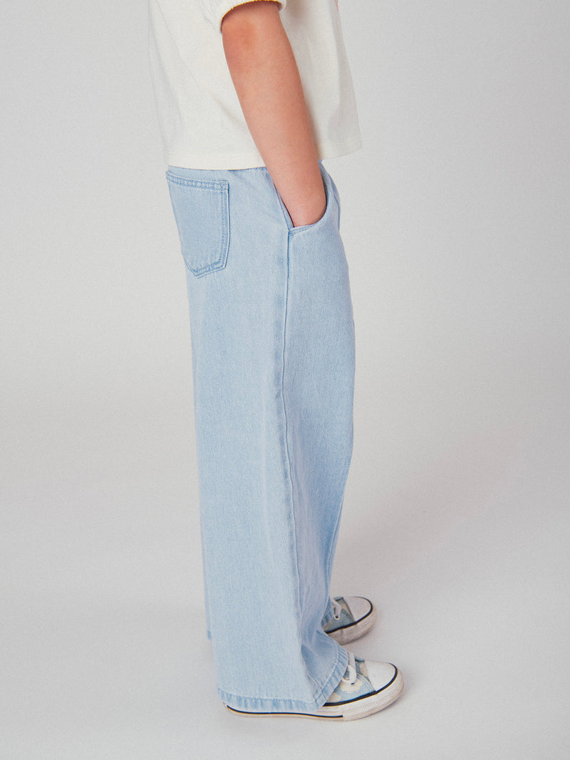 Pantalon en denim bleu clair à poches pour fille