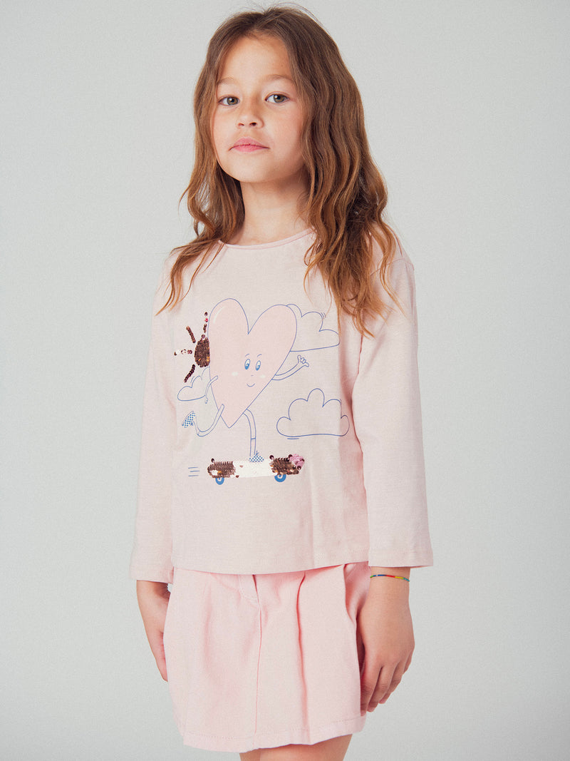 Jupe short rose à poches pour fille