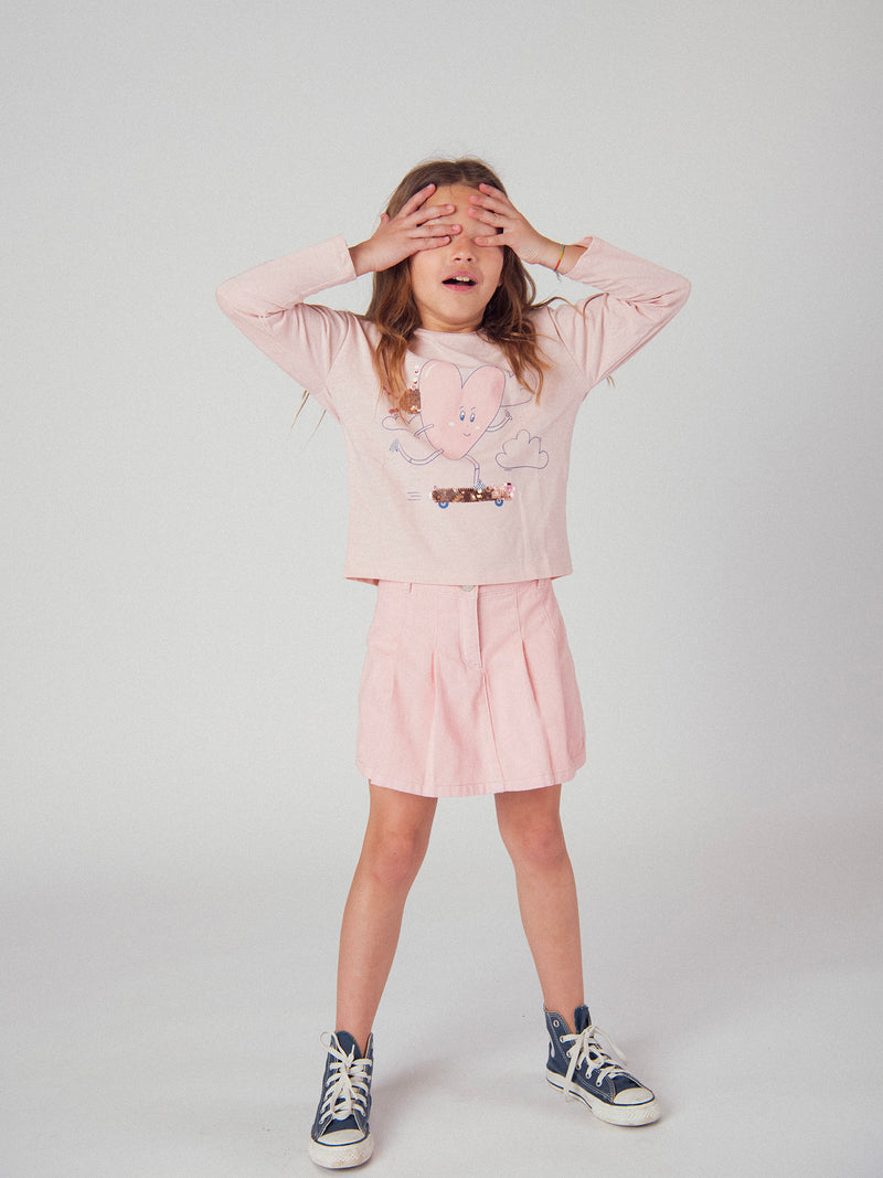 Jupe short rose à poches pour fille