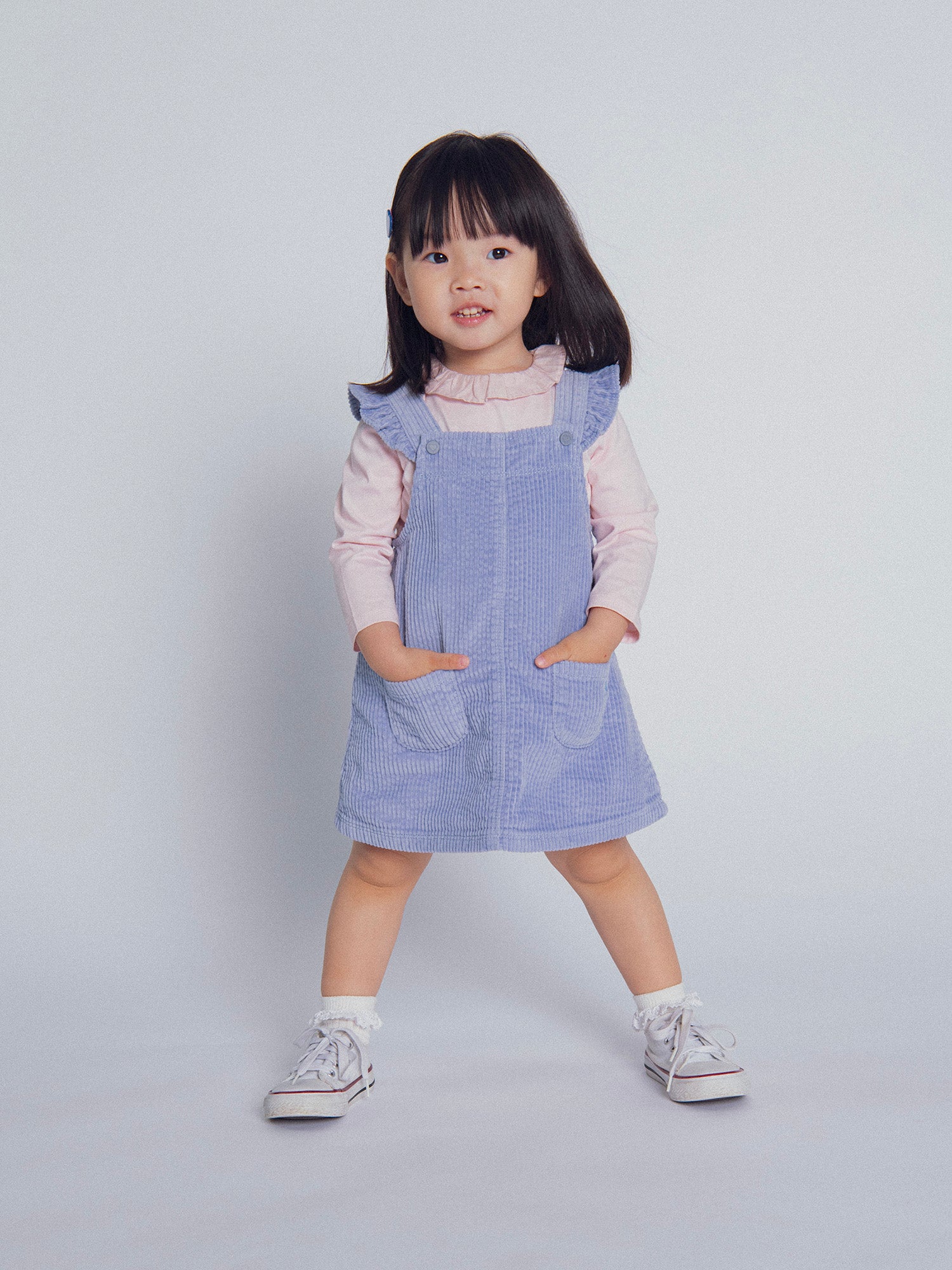 Robe chasuble en velours bleu pour bébé fille