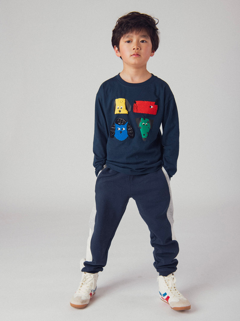T-shirt marine à animations têtes de chiens pour garçon