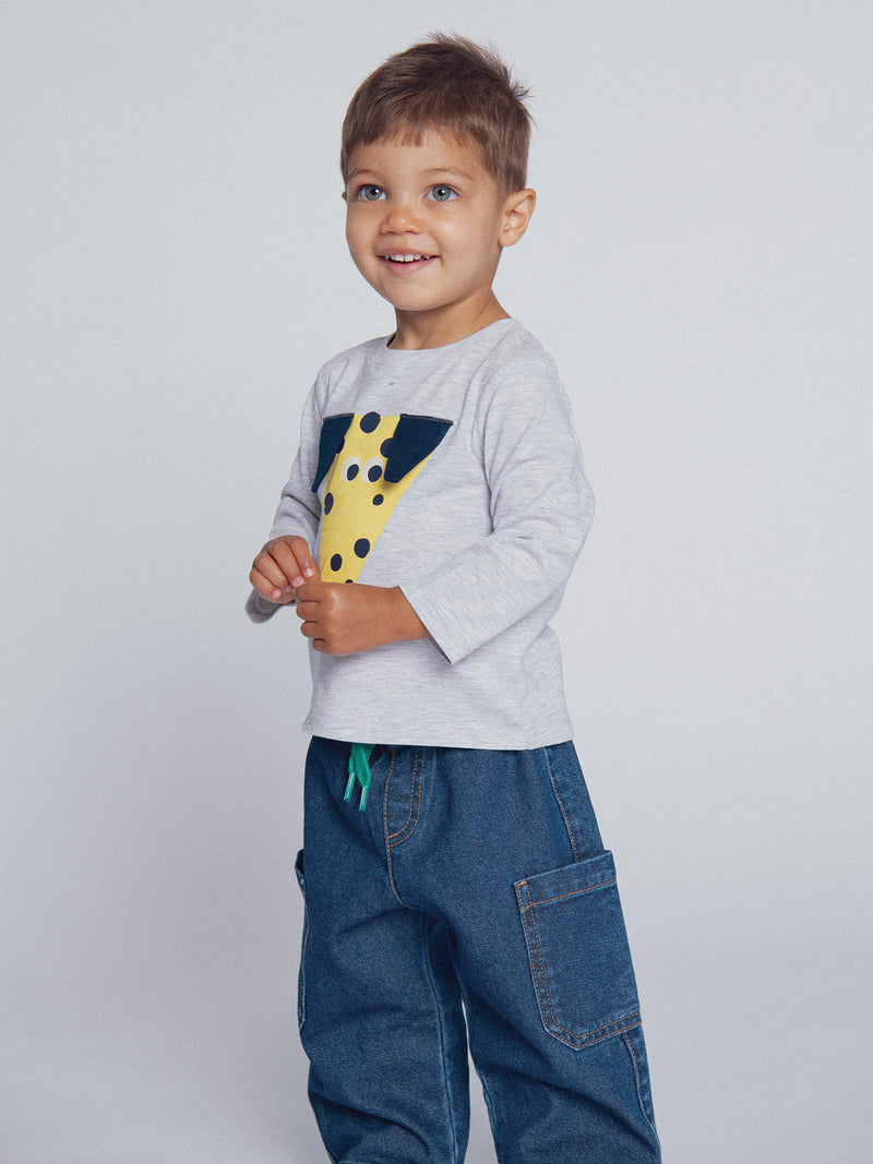 Tee-shirt gris chiné "ARTY SCHOOL" pour bébé garçon