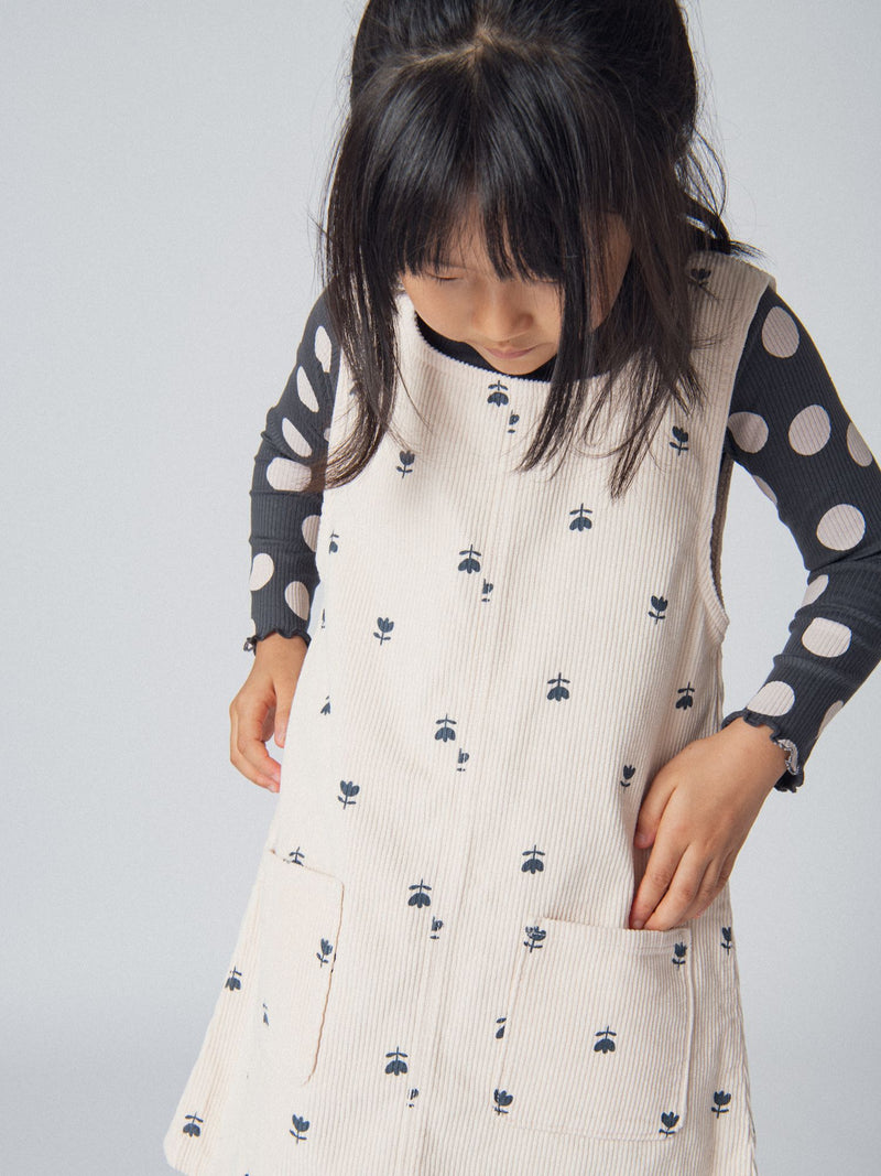 Robe en velours grosses côtes à motif fleurs pour fille