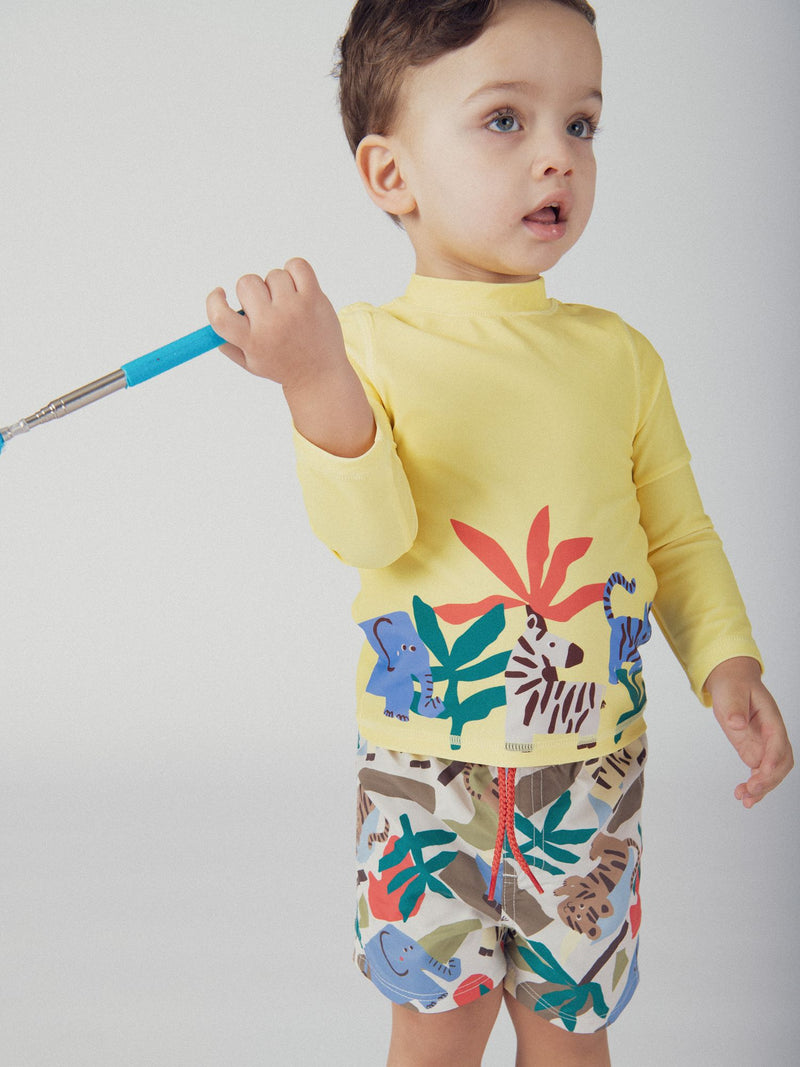 Tee shirt de bain UPF 50+ jaune pour bébé garçon