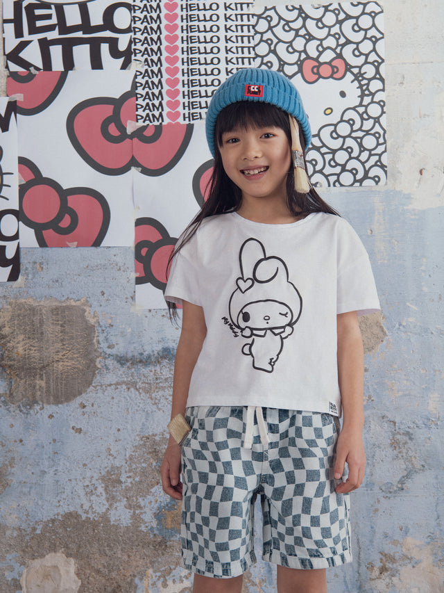 T-shirt blanc à imprimé photochronique