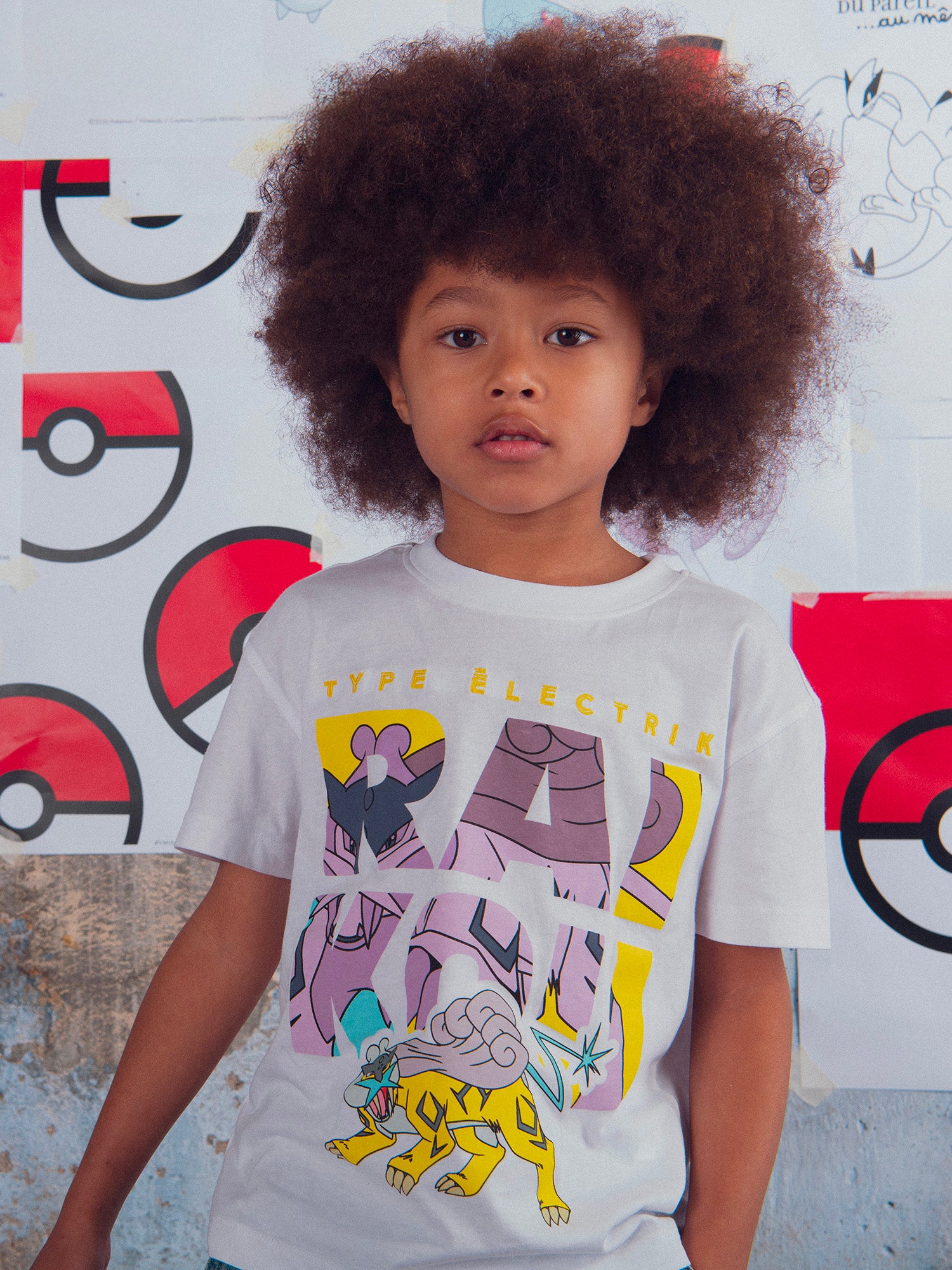 T-shirt blanc animation Pokémon Raikou