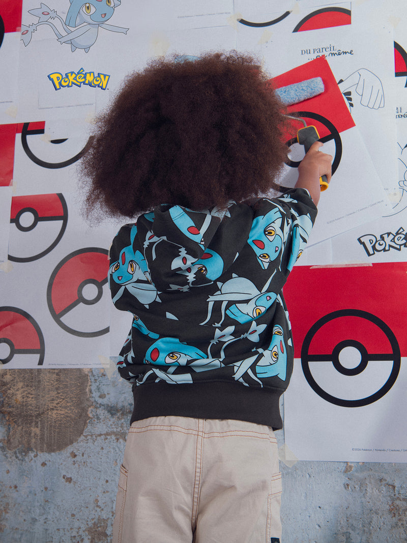 Sweat gris imprimé Pokémon Créhelf et Créfadet