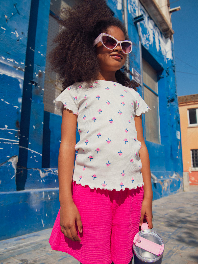 Short rose à poches pour fille