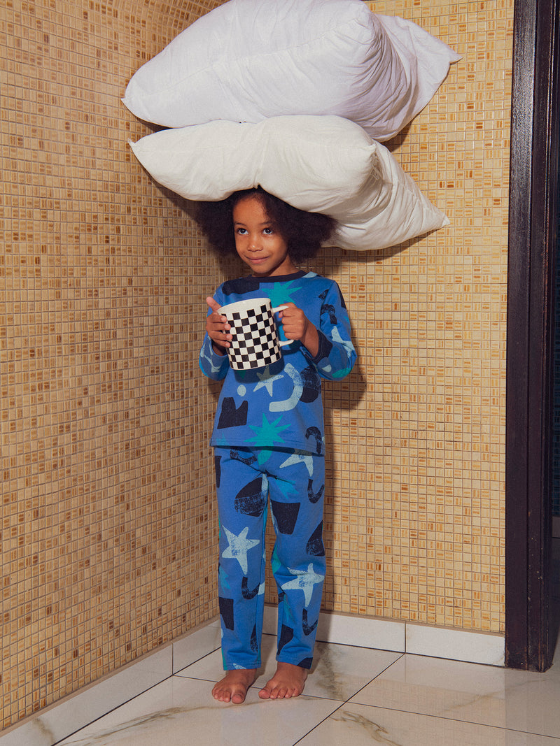 Pyjama phosphorescent bleu nattier imprimé spatial pour garçon