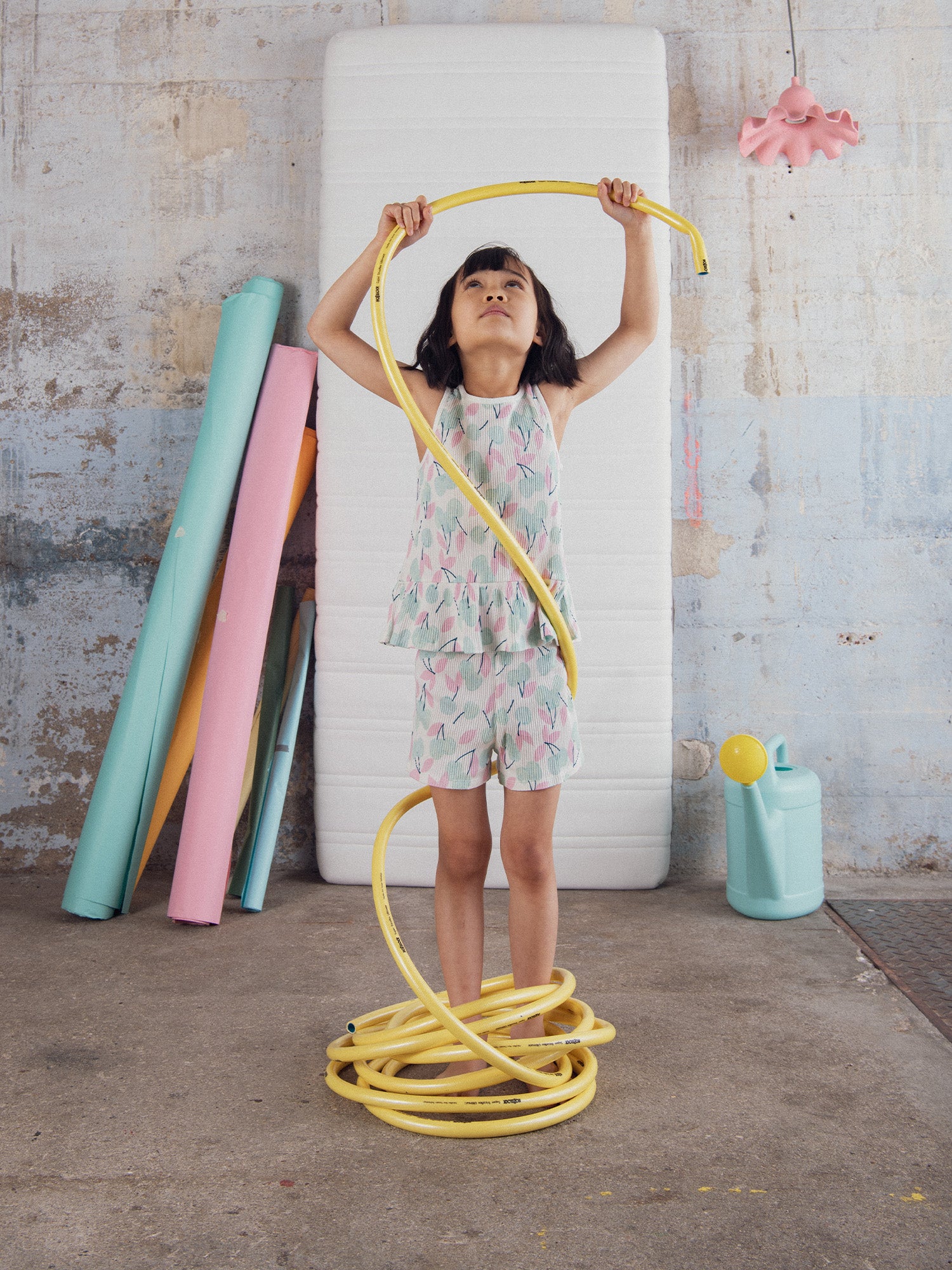 Pyjama court débardeur à imprimé "Cerises Pastel" pour enfant fille