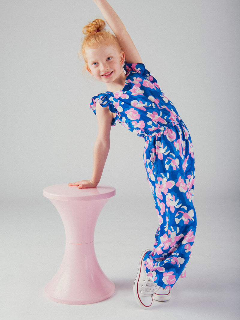 Combinaison bleue imprimé floral pour fille
