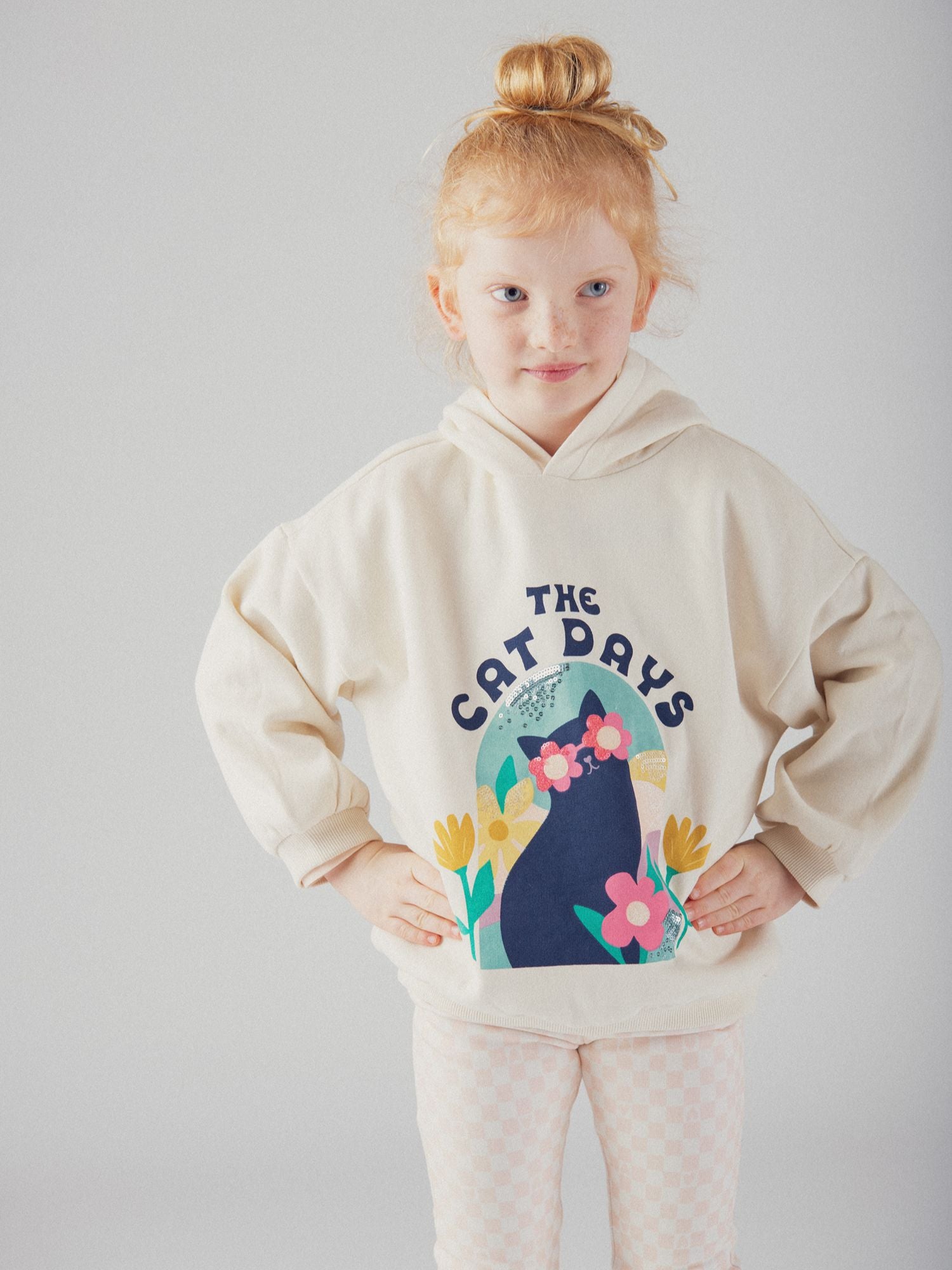 Sweat à capuche animation chat pour fille