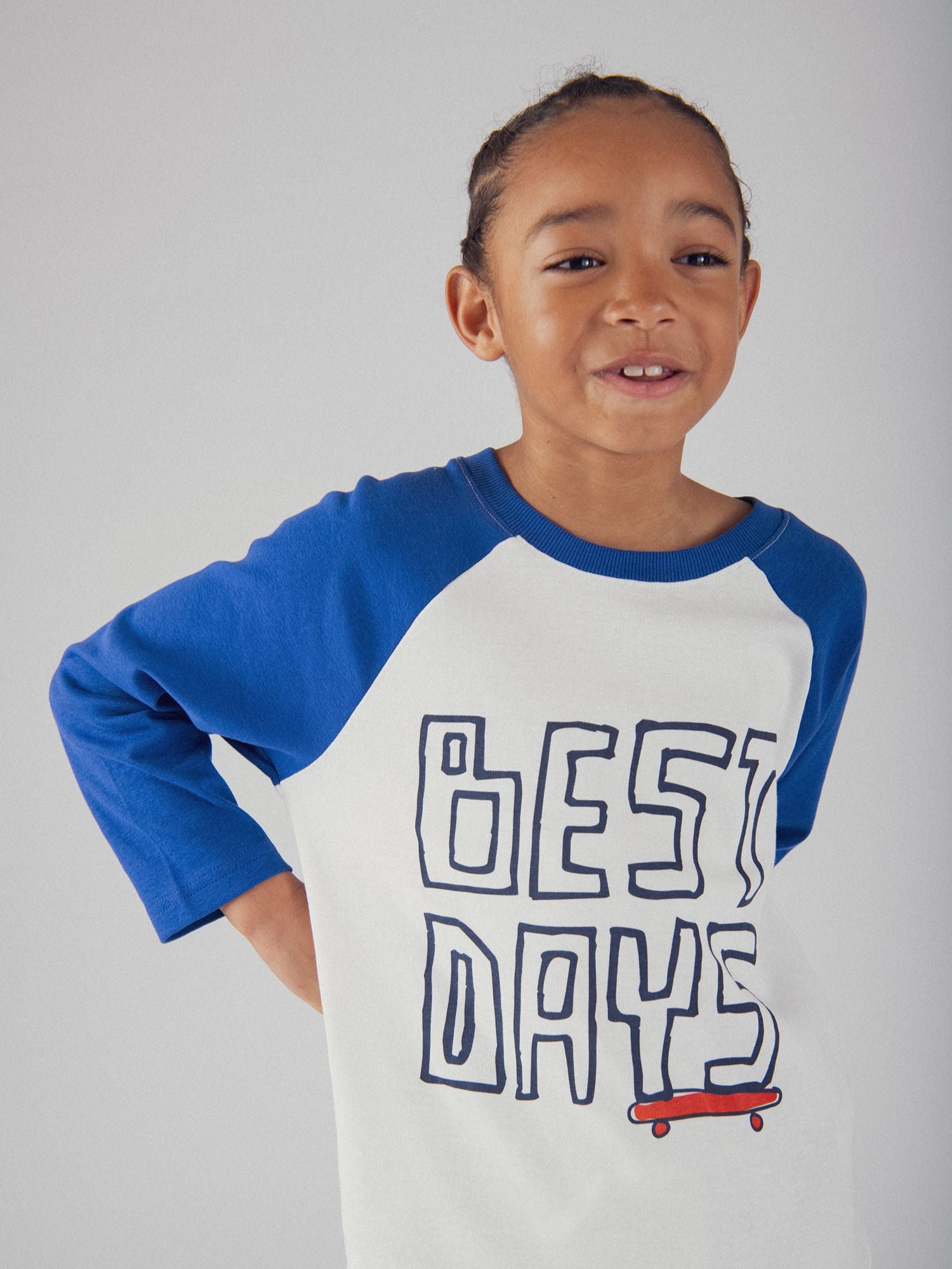 T-shirt manches longues bleu et blanc pour garçon