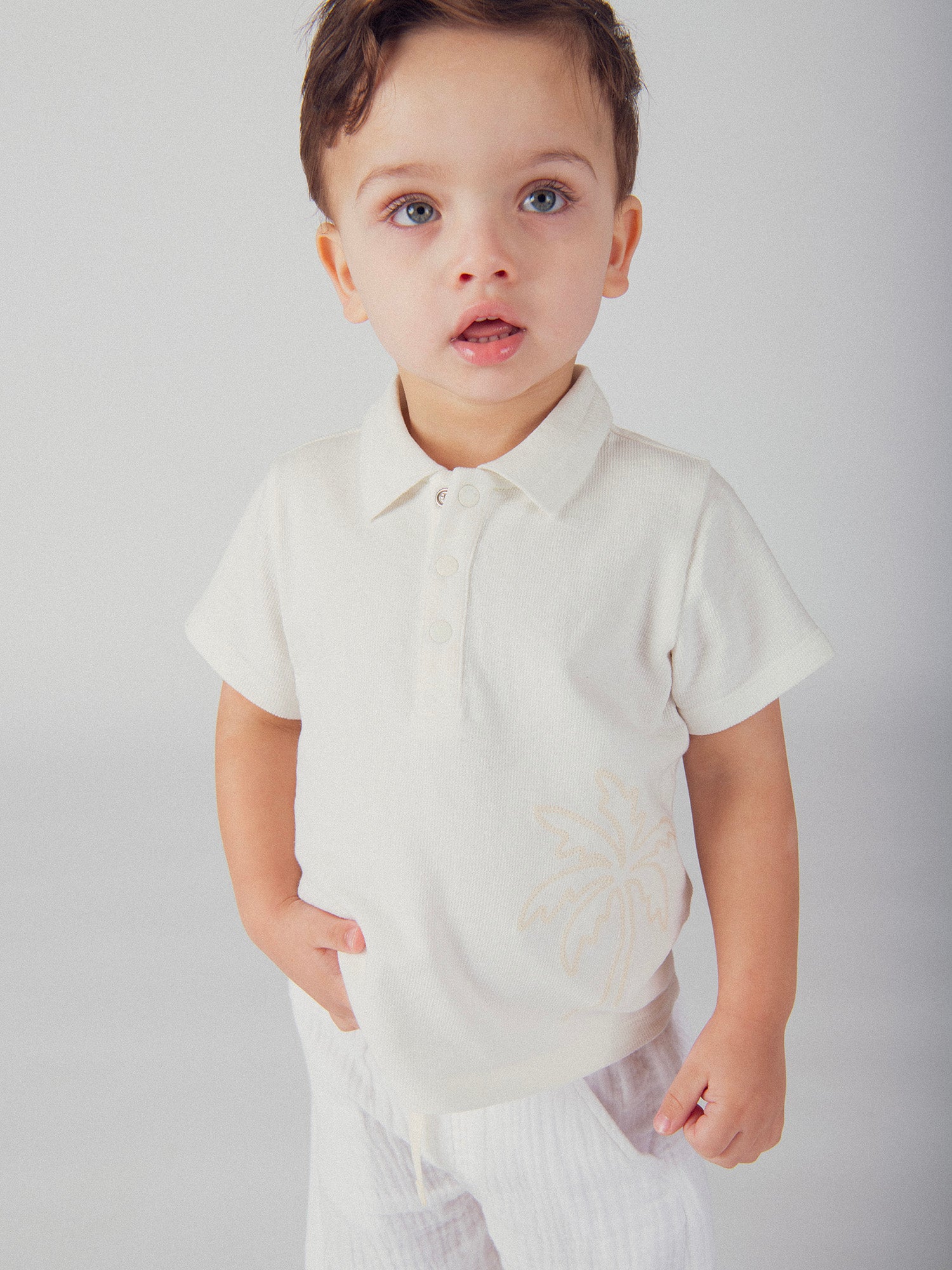 Polo écru avec broderie Palmier pour bébé garçon