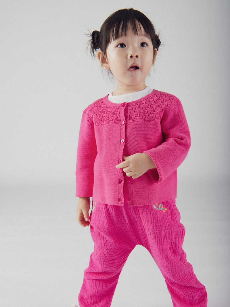 Cardigan en maille fantaisie rose passion pour bébé fille