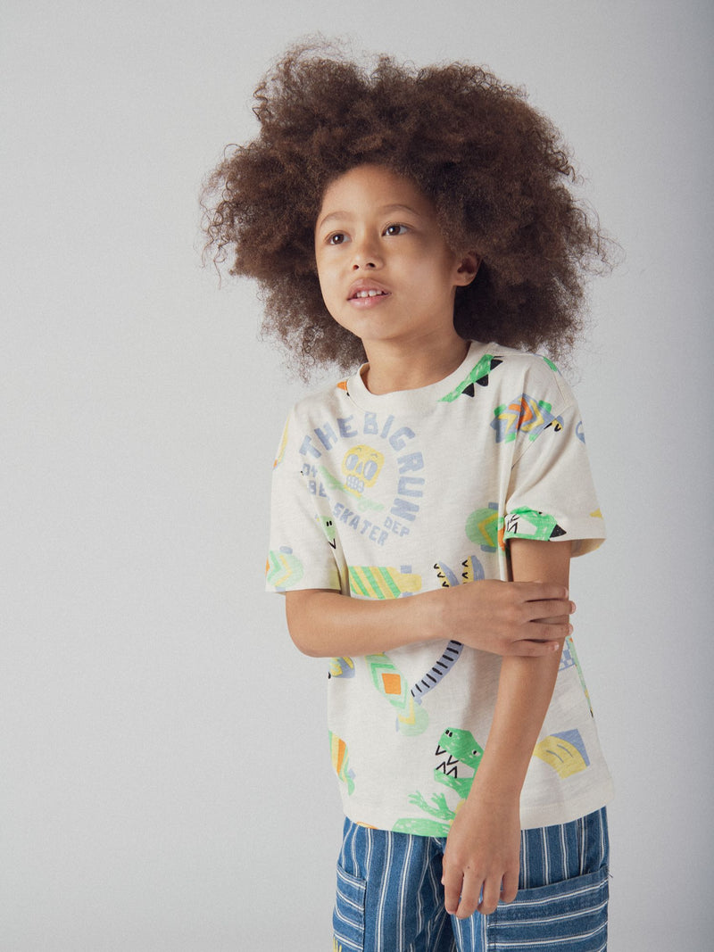 T-shirt écru imprimé dinosaure pour garçon