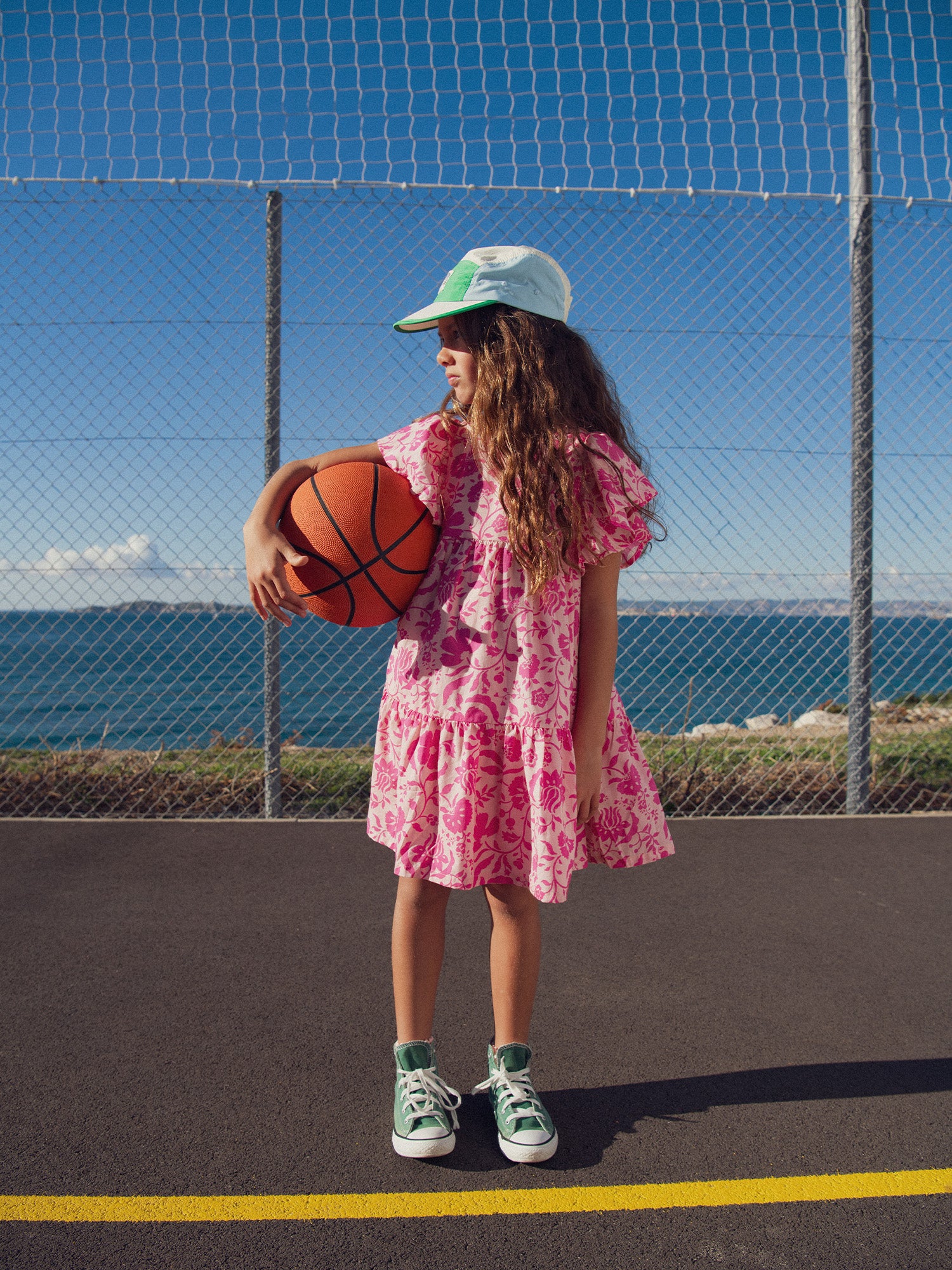 Robe rose à imprimé floral pour fille